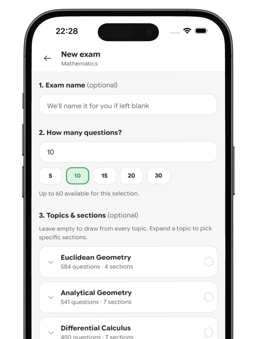 Hlayiso exam builder screen