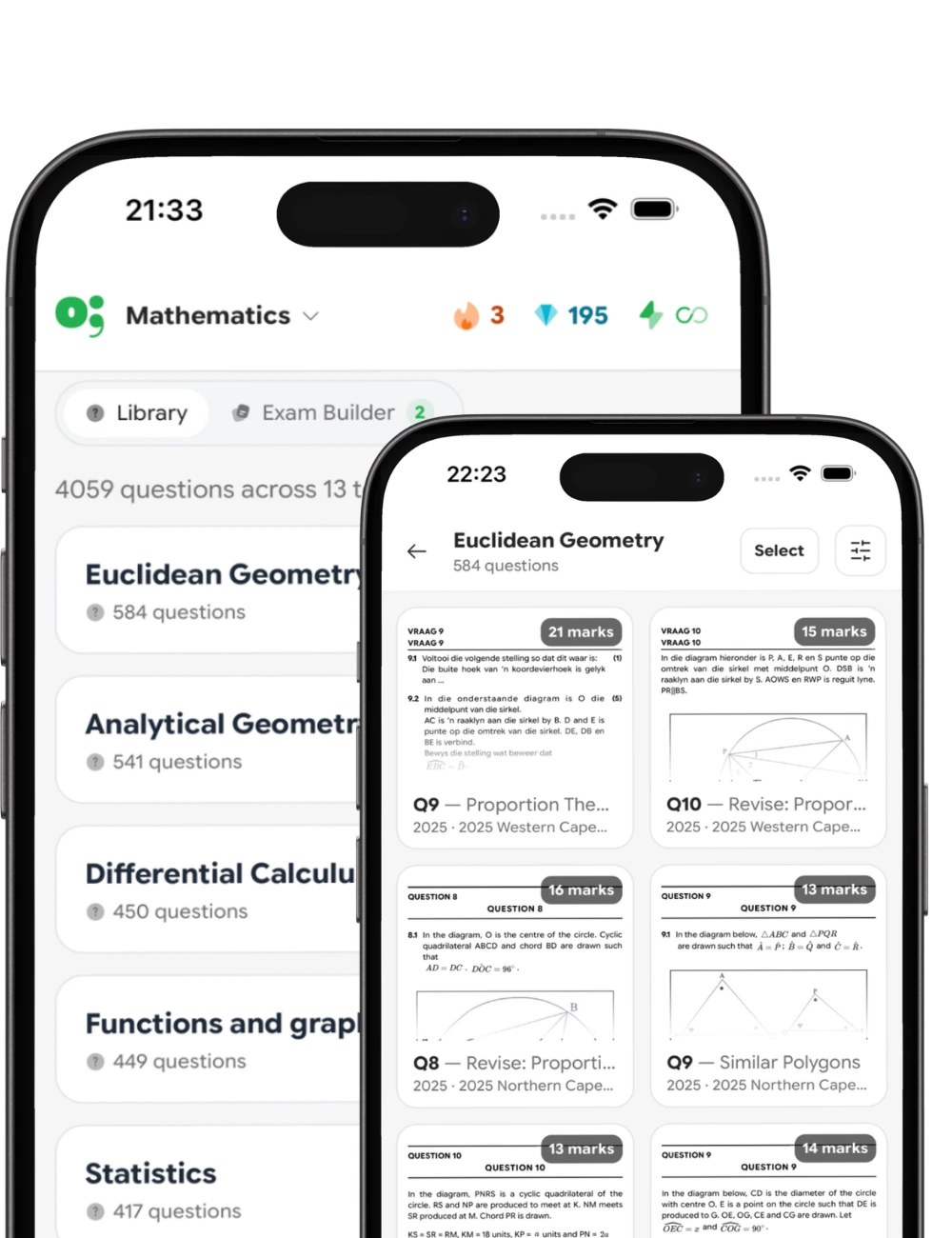 Hlayiso questions by topic screen