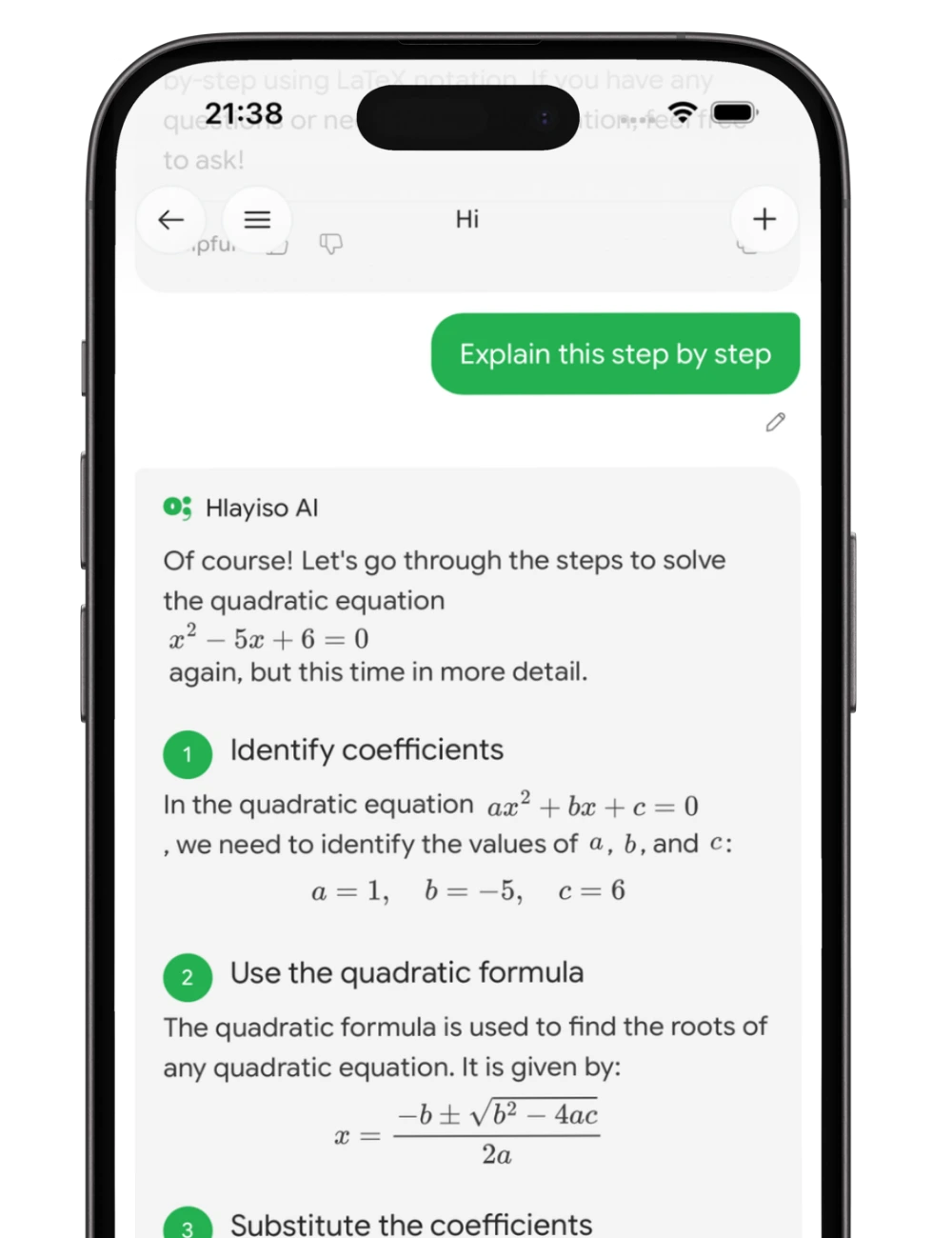 Hlayiso ai assistant screen