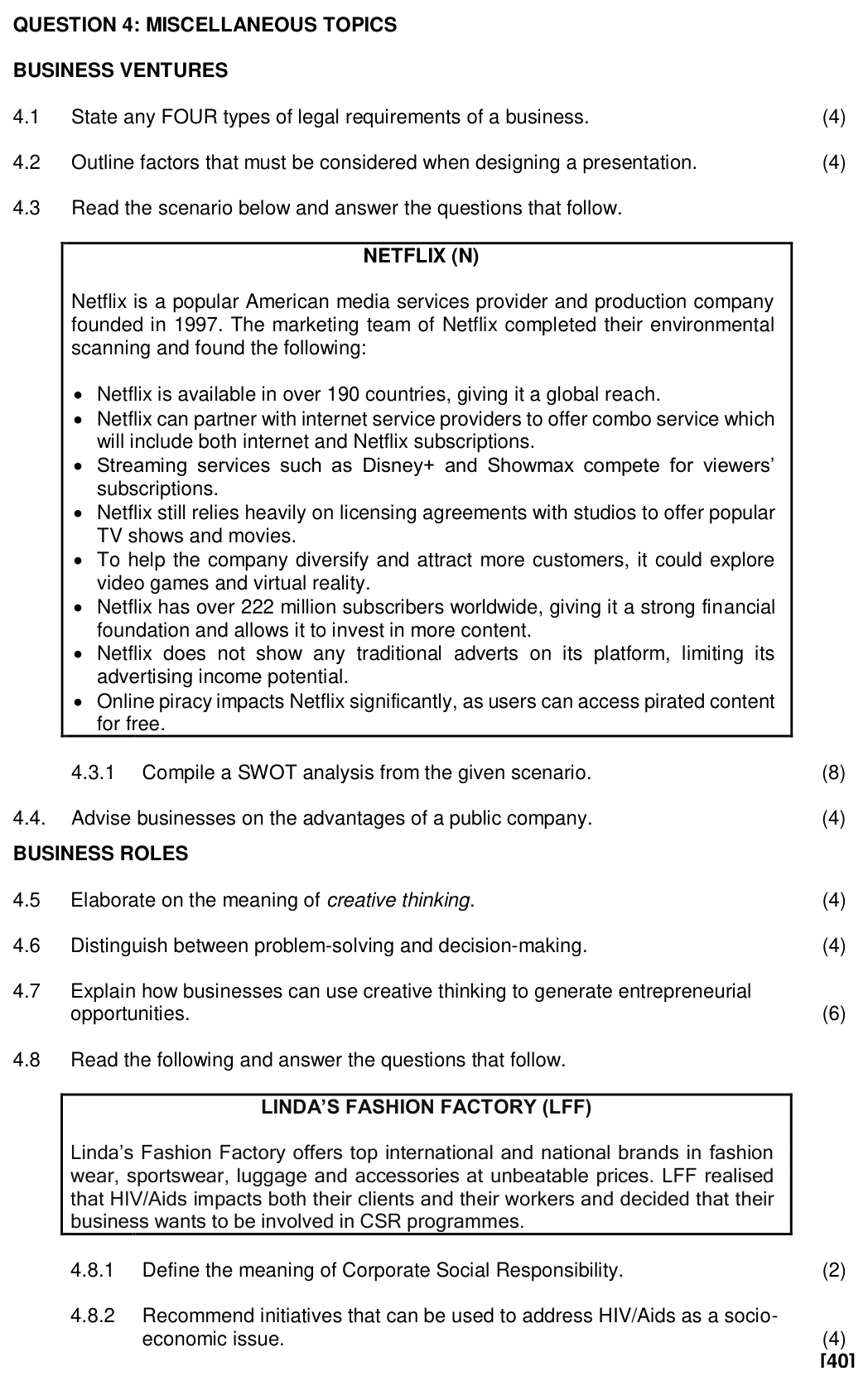 Grade 10 Business Studies Contemporary Socio-Economic Issues practice question