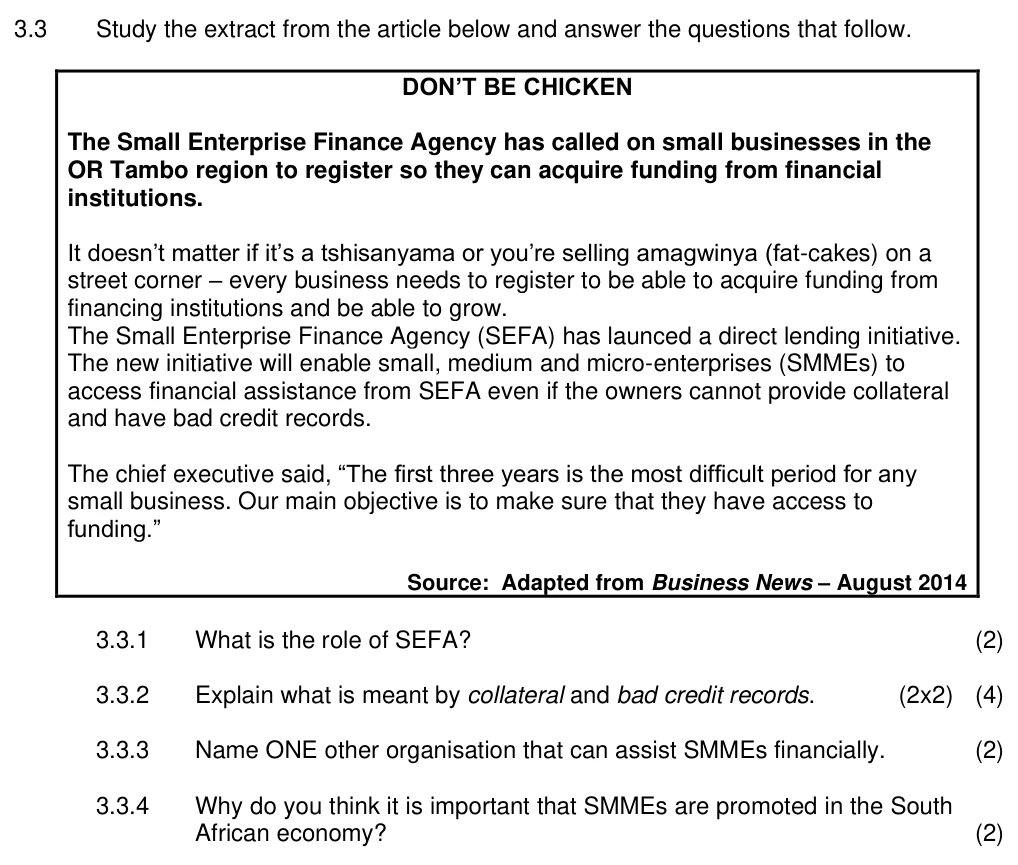 Grade 10 Economics Economic Redress practice question