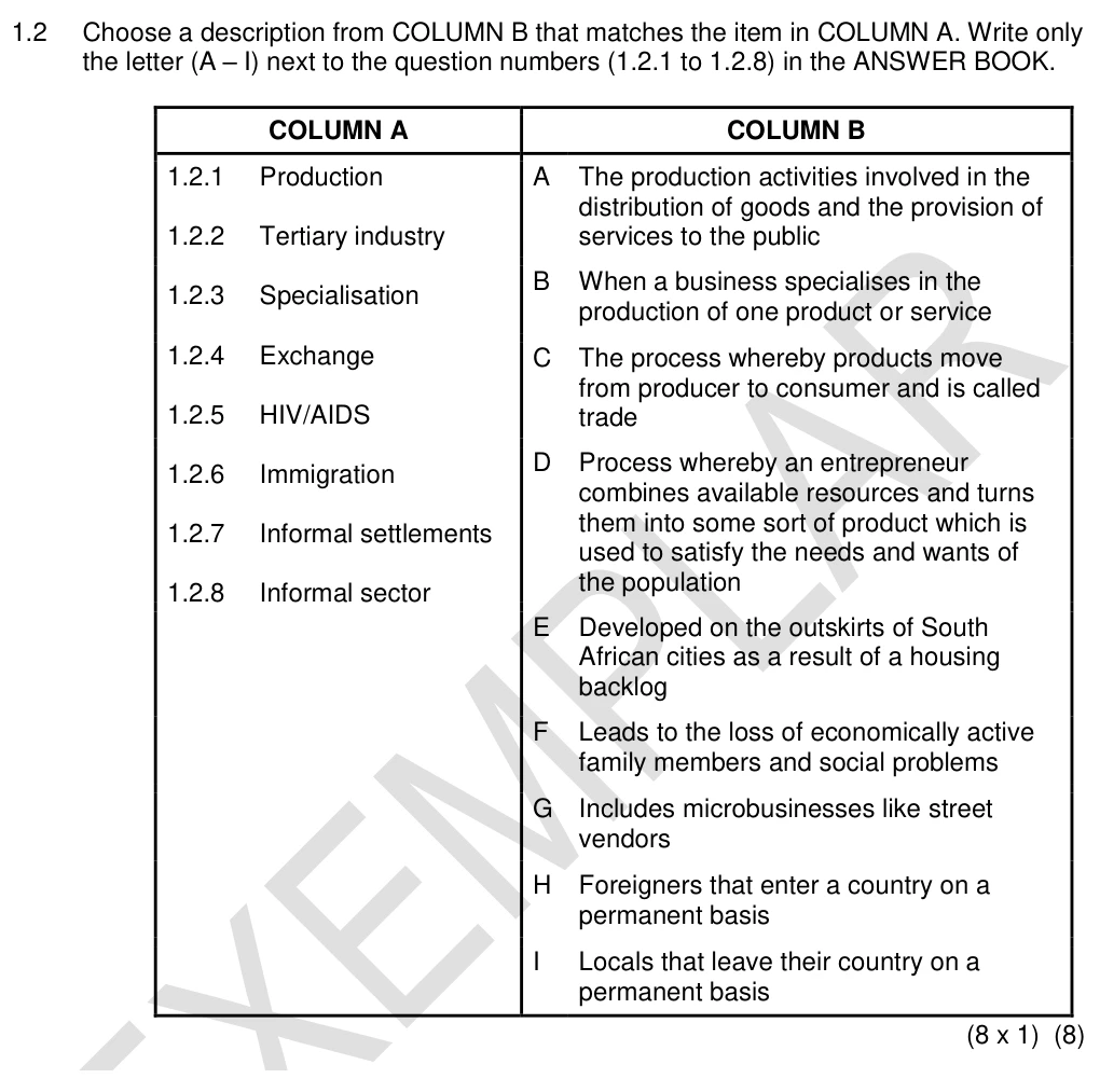 Grade 10 Economics Basic Concepts & Basic Economic Problem practice question