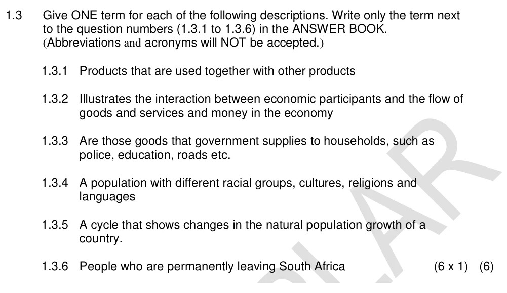 Grade 10 Economics Circular Flow & Quantitative Elements practice question