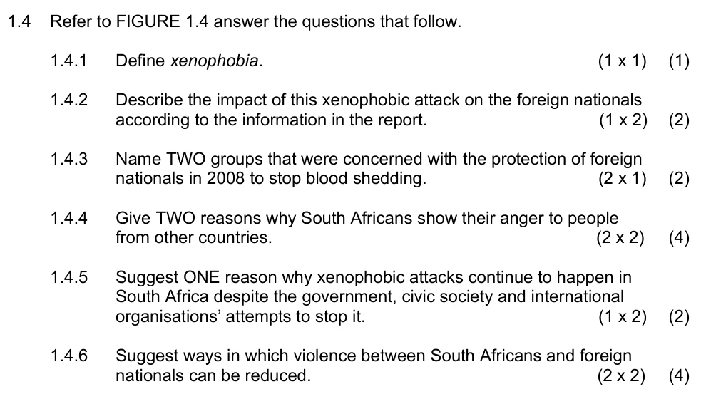 Grade 10 Geography Population practice question