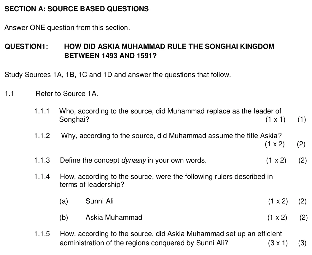 Grade 10 History The world around 1600 practice question