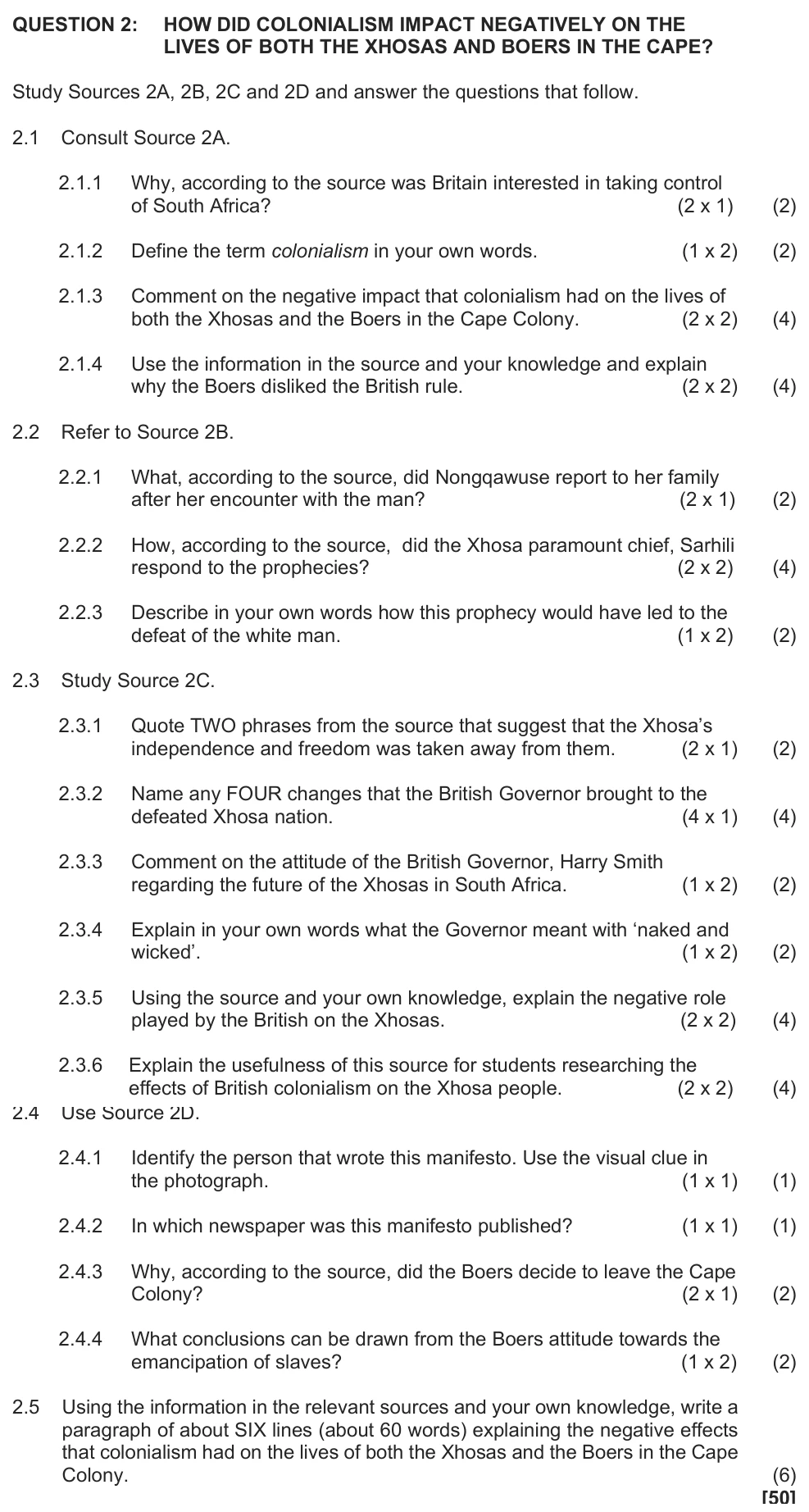 Grade 10 History Colonial expansion after 1750 practice question