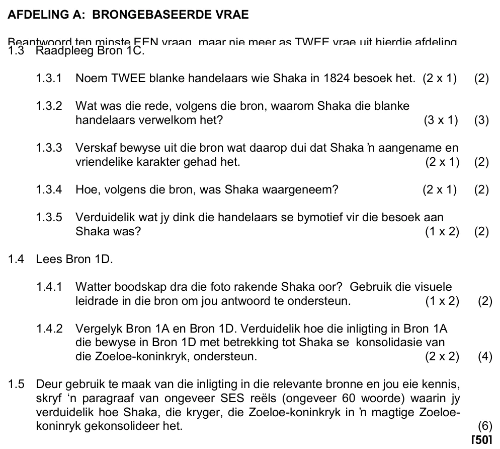 Grade 10 History Transformations in southern Africa after 1750 practice question