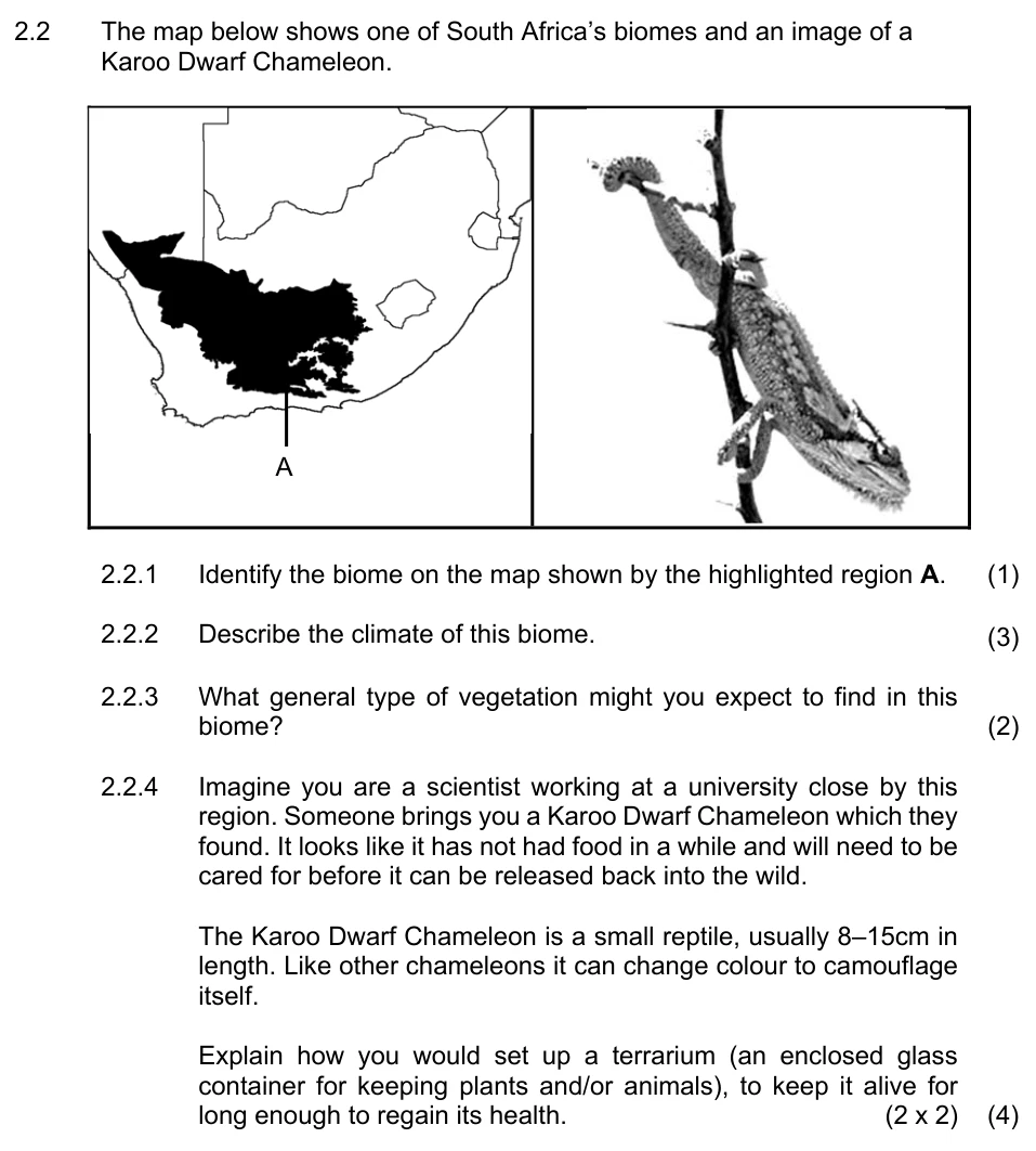 Grade 10 Life Sciences Biosphere to ecosystems practice question