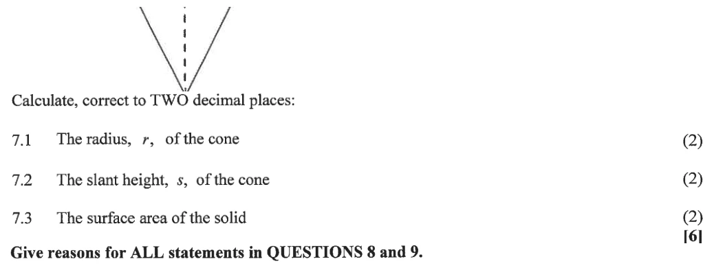 Grade 10 Mathematics Measurement practice question