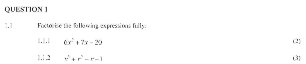 Grade 10 Mathematics Algebra practice question