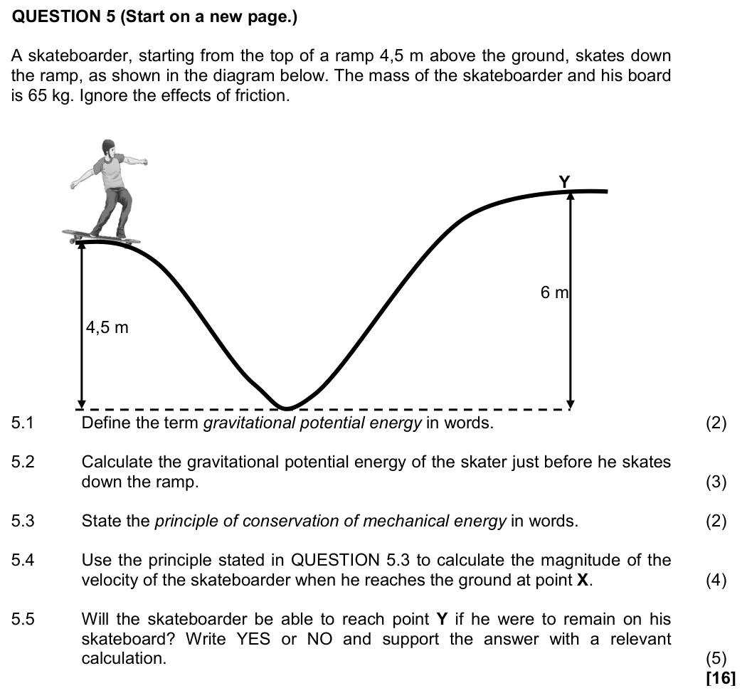 Grade 10 Physical Sciences Energy practice question