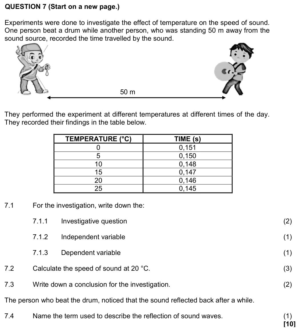 Grade 10 Physical Sciences Longitudinal waves and sound practice question