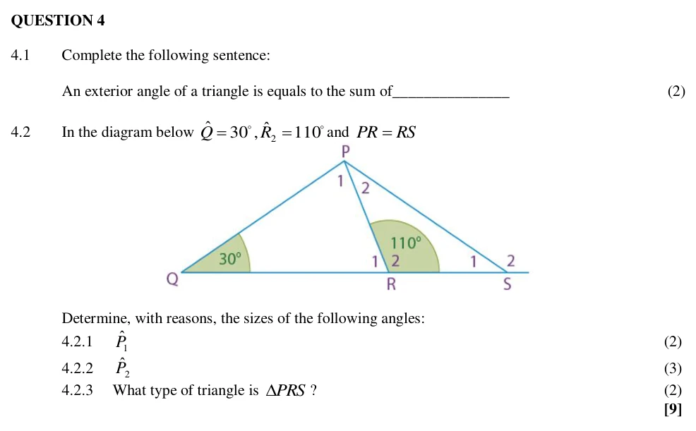 Grade 10 Technical Mathematics Euclidean geometry practice question