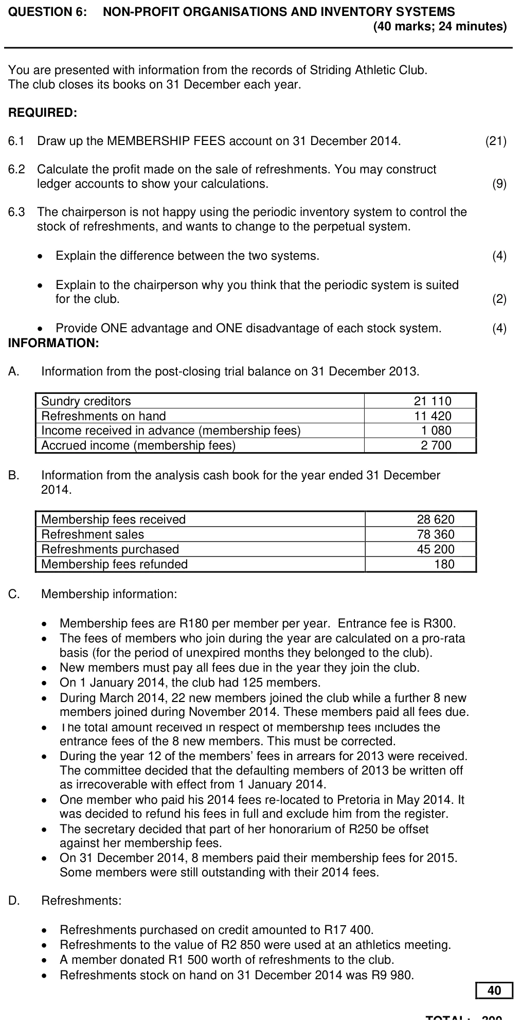 Grade 11 Accounting INVENTORY SYSTEMS practice question