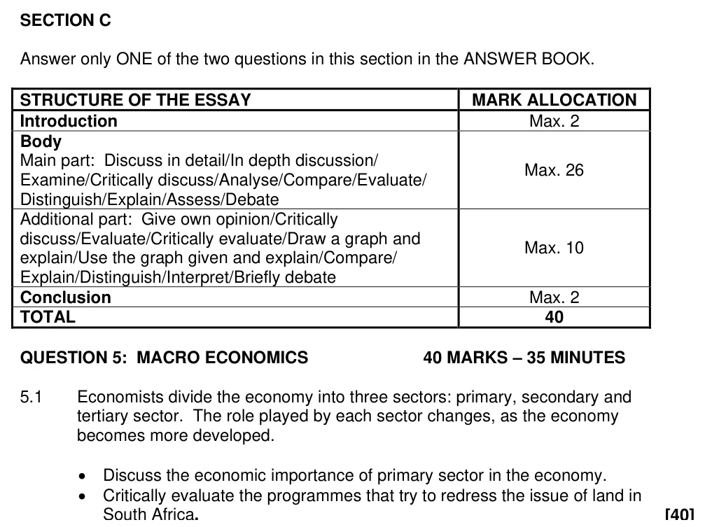 Grade 11 Economics Economic Growth practice question