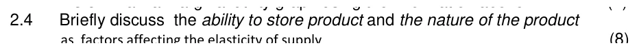 Grade 11 Economics Price Elasticity practice question
