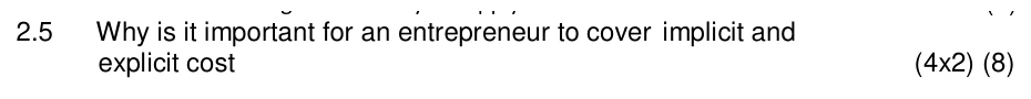 Grade 11 Economics Dynamics of Markets: Costs & Revenue practice question