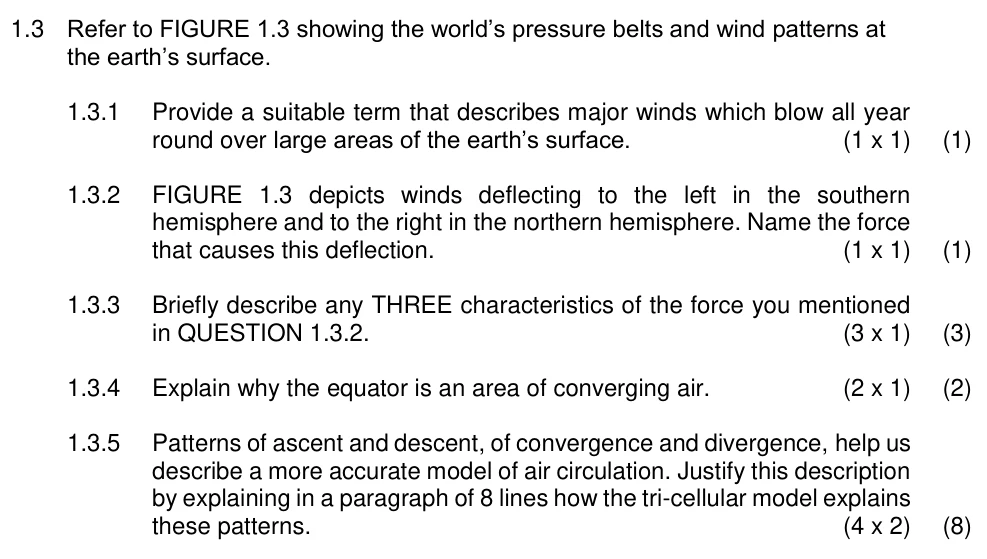 Grade 11 Geography The Atmosphere practice question