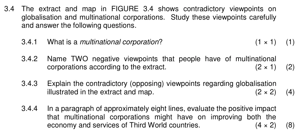 Grade 11 Geography Development geography practice question