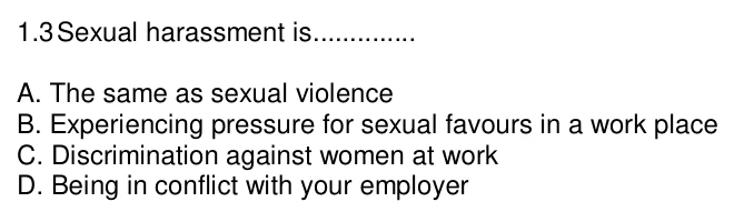 Grade 11 Life Orientation Gender-Based Violence practice question