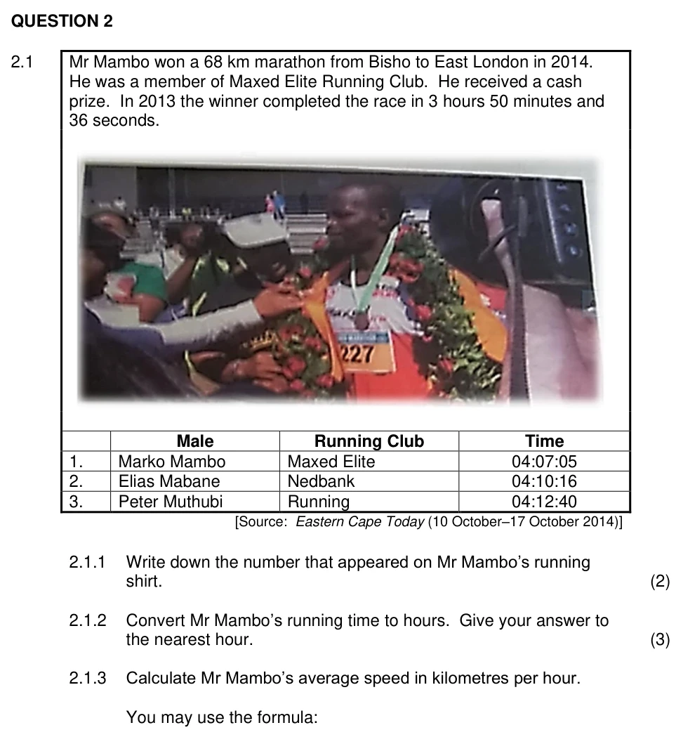 Grade 11 Mathematical Literacy MEASUREMENTS practice question