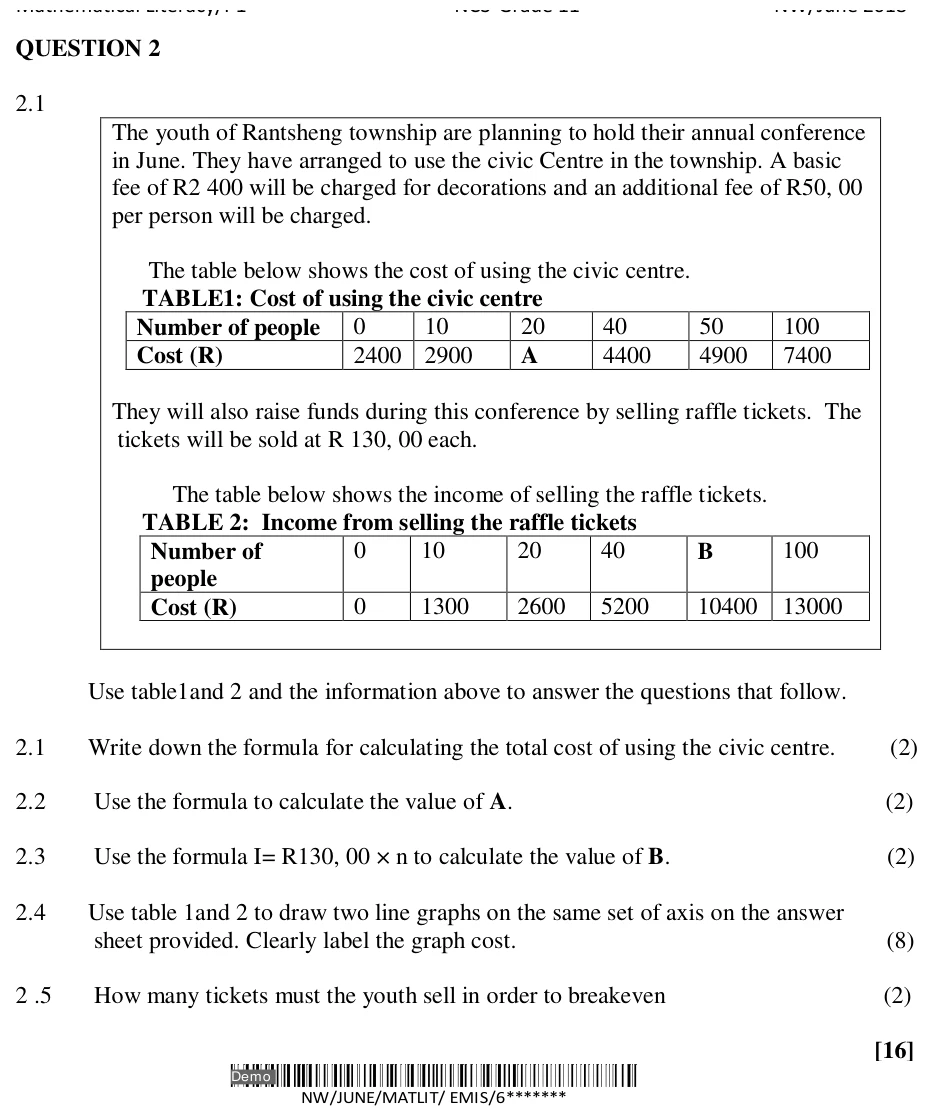 Grade 11 Mathematical Literacy FINANCE practice question