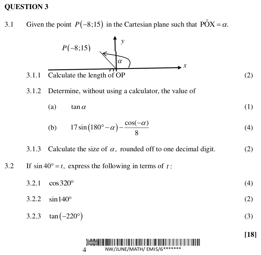 Grade 11 Mathematics Functions and graphs practice question