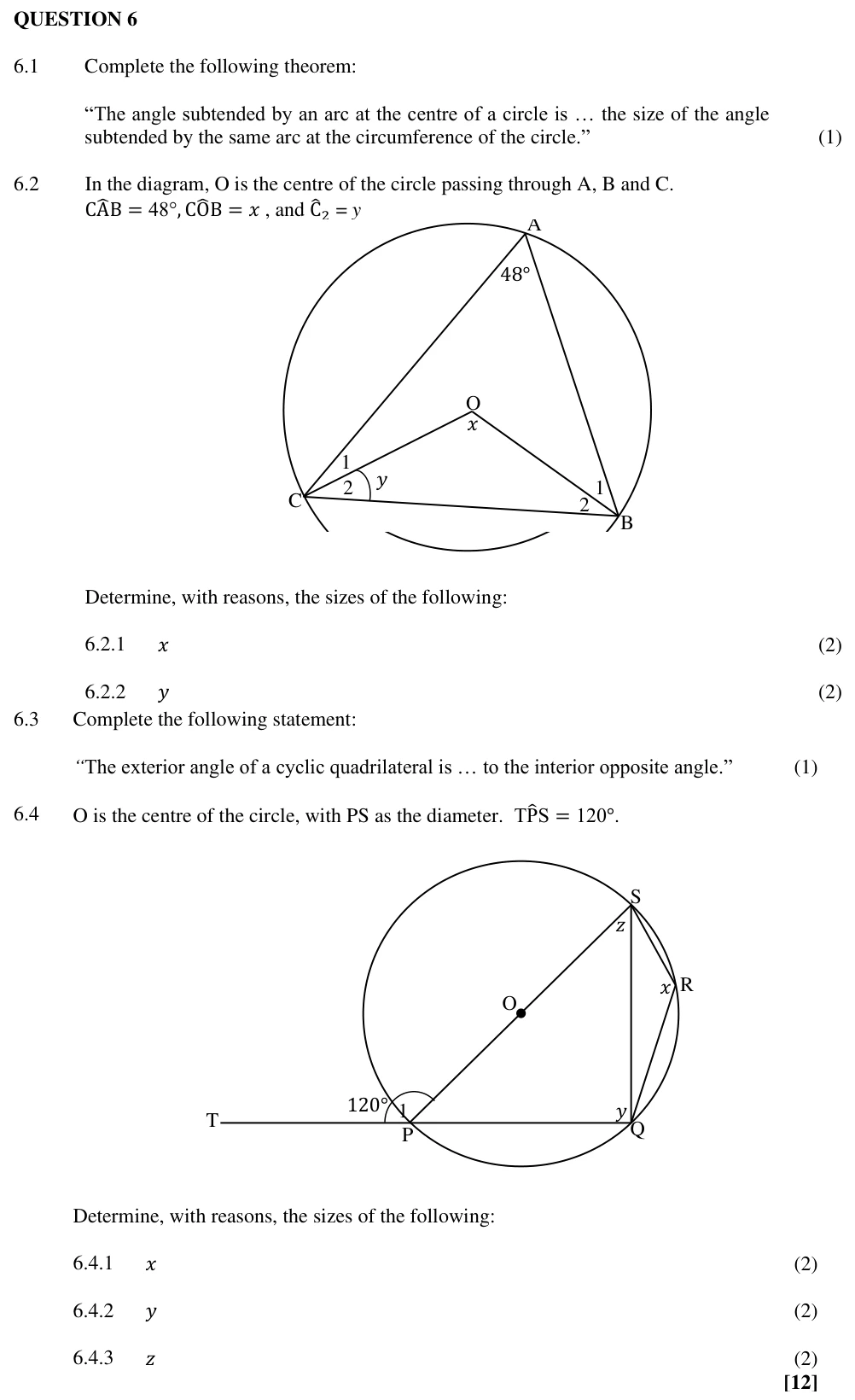 Grade 11 Technical Mathematics Euclidean geometry practice question