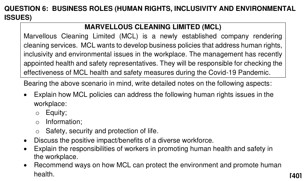 Grade 12 Business Studies BUSINESS OPERATIONS practice question
