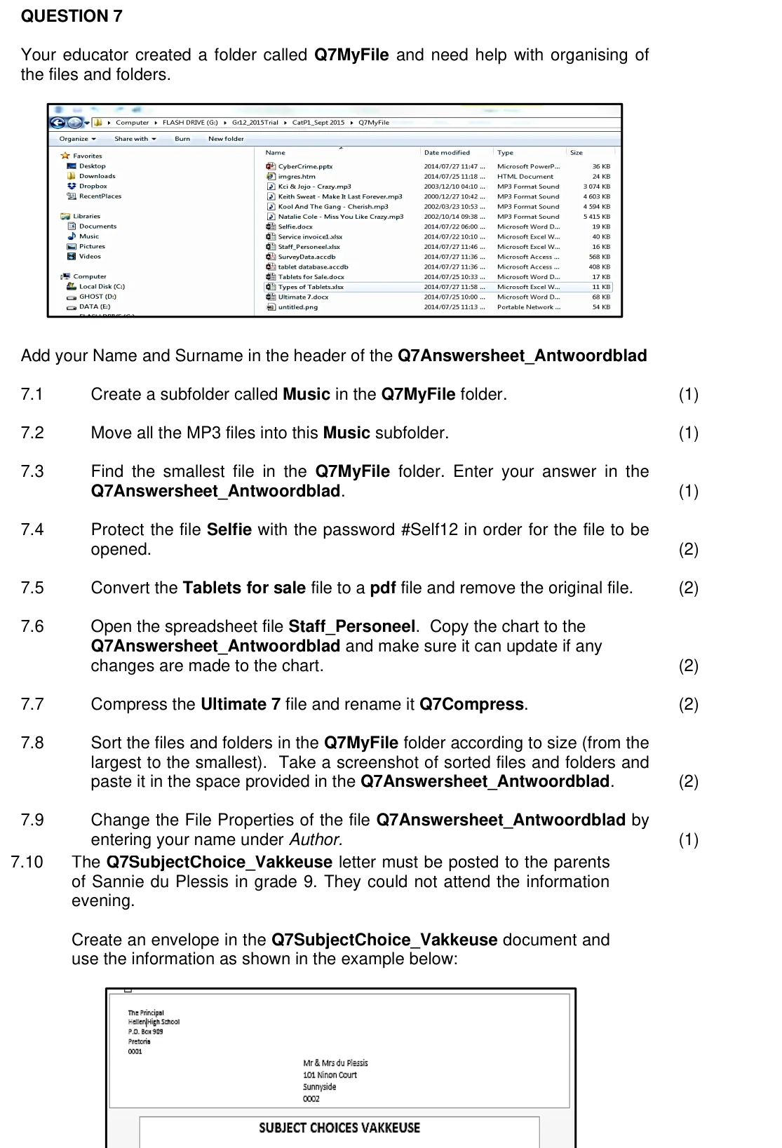 Grade 12 Computer Applications Technology Information  Management practice question