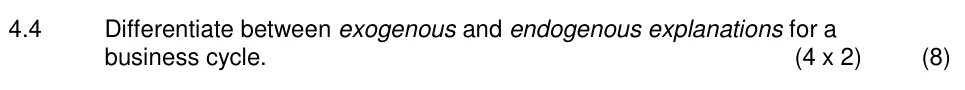 Grade 12 Economics Business cycles and forecasting practice question