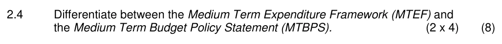 Grade 12 Economics The role of the public sector practice question