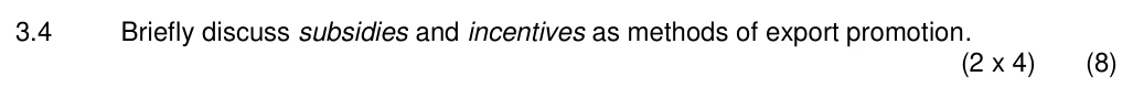 Grade 12 Economics Protectionism and free trade practice question
