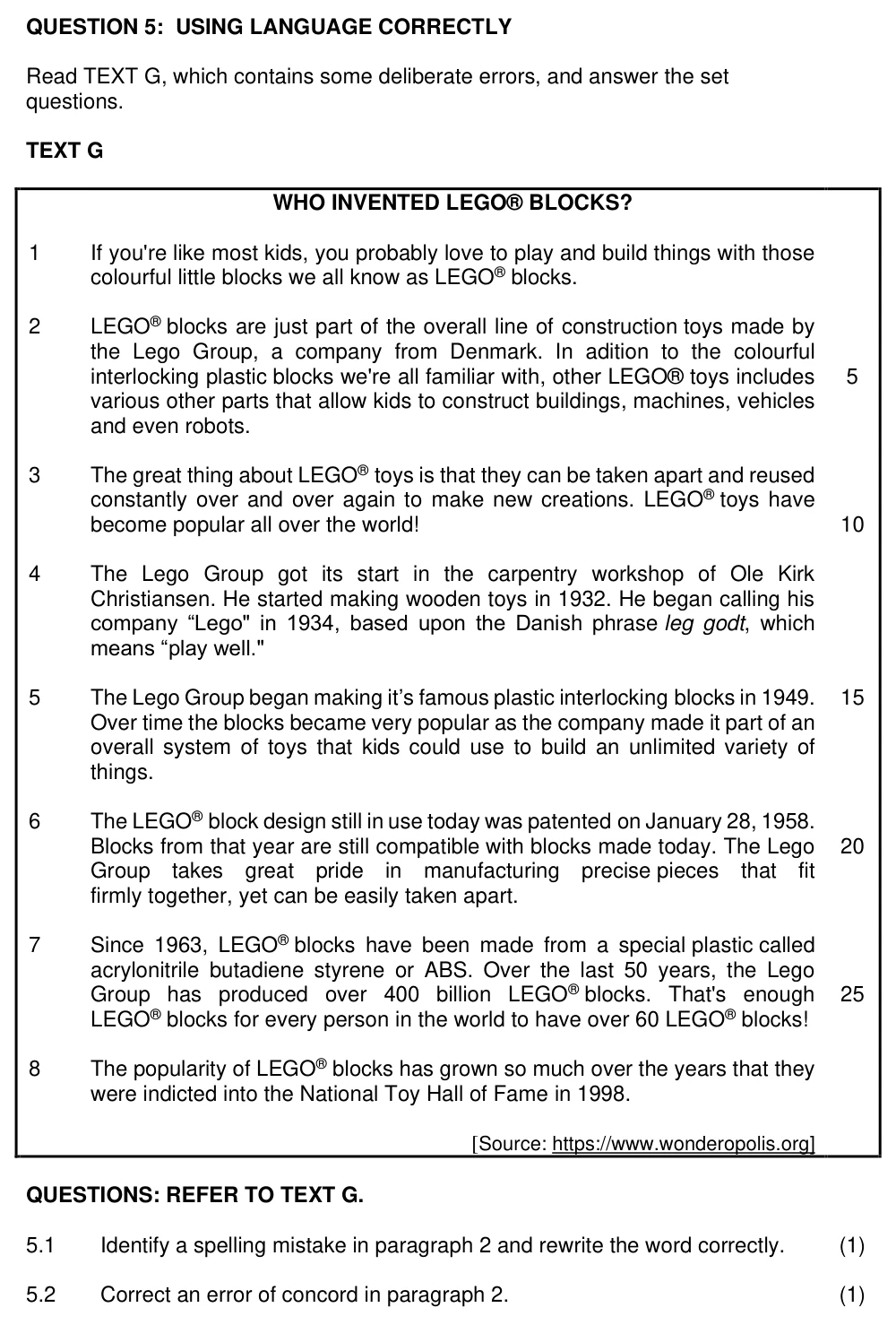 Grade 12 English Hl Paper 1 practice question