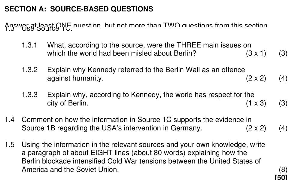 Grade 12 History The Cold War practice question