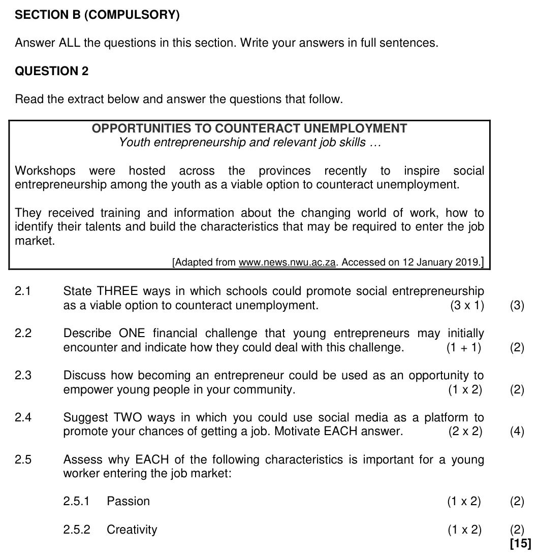 Grade 12 Life Orientation CAREERS AND  CAREER CHOICES practice question