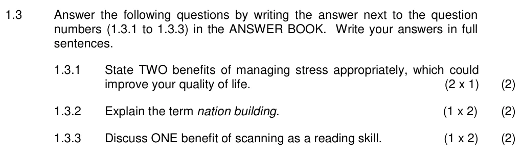 Grade 12 Life Orientation DEVELOPMENT OF THE SELF IN SOCIETY practice question