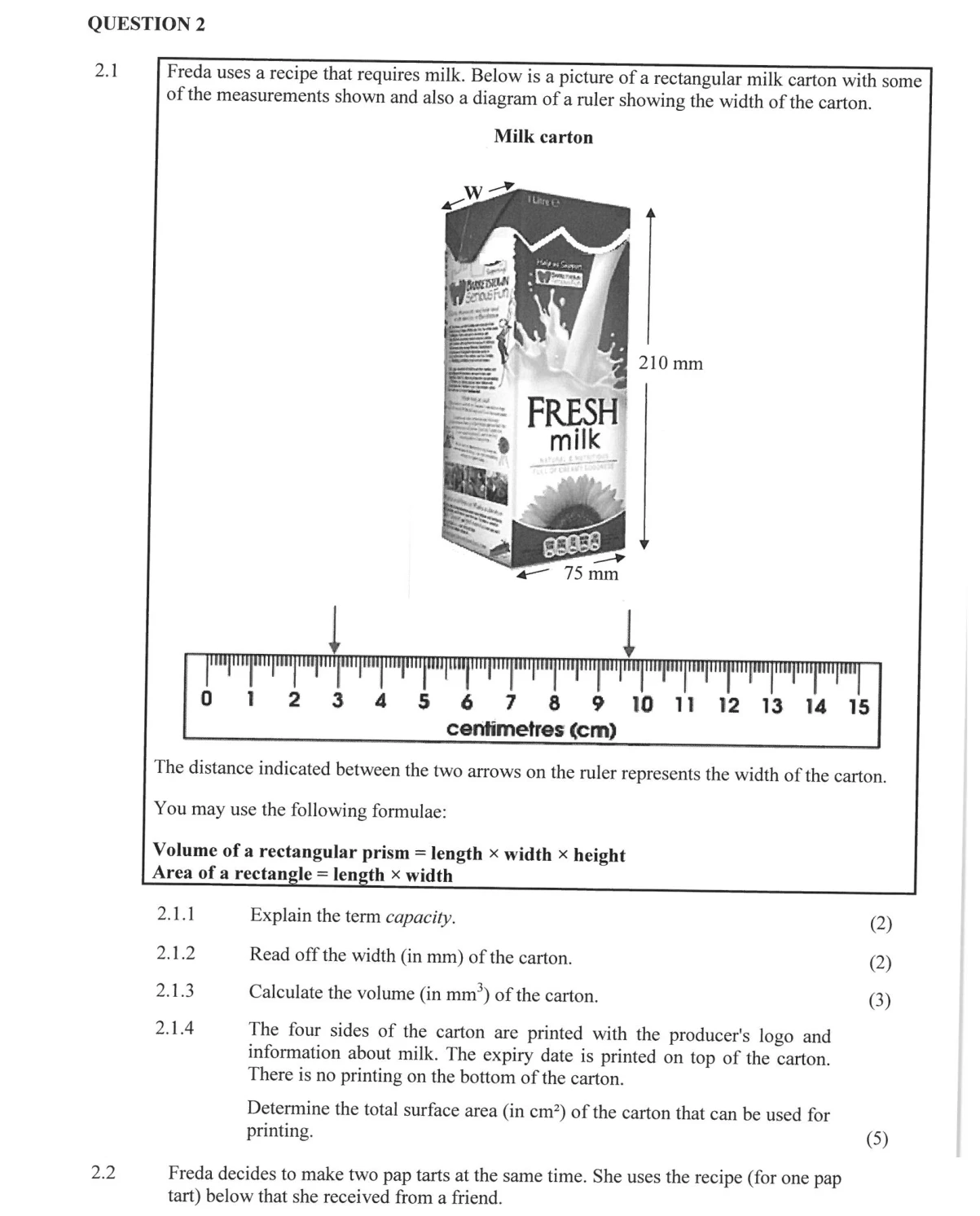 Grade 12 Mathematical Literacy MEASUREMENT practice question