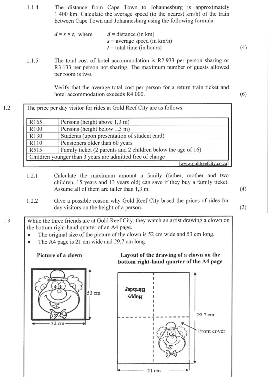 Grade 12 Mathematical Literacy MEASUREMENT practice question