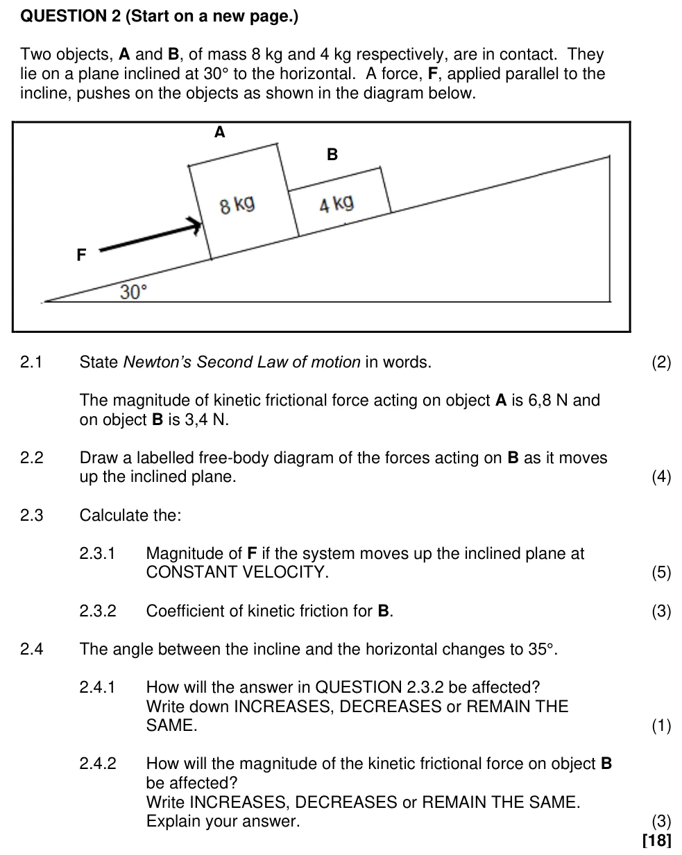 Grade 12 Physical Sciences Newton's Laws and Forces practice question