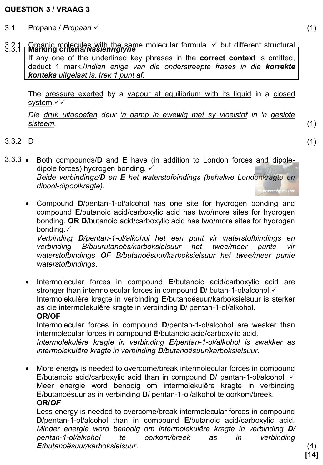 Grade 12 Physical Sciences Organic Compounds and Macromolecules practice question