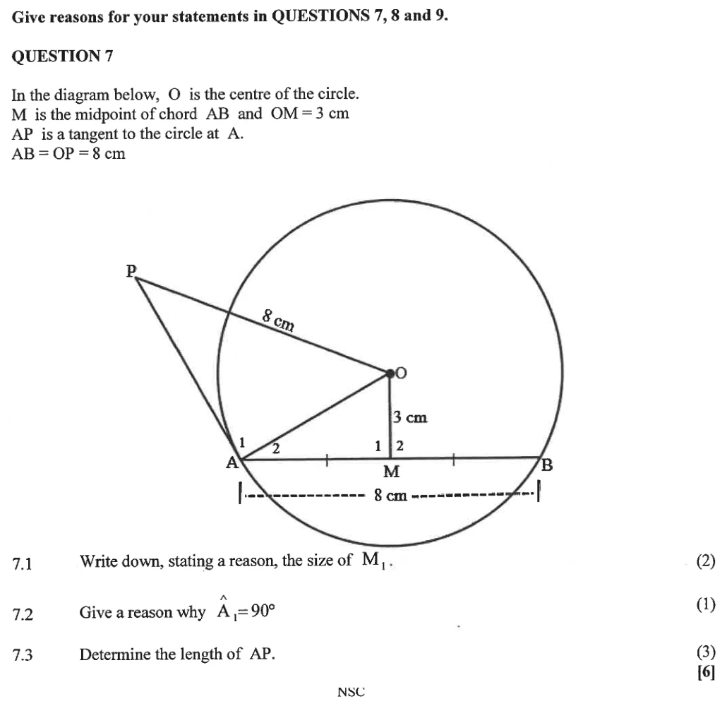 Grade 12 Technical Mathematics Euclidean Geometry practice question