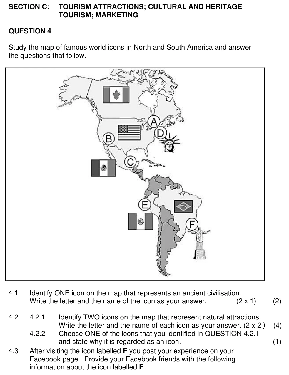 Grade 12 Tourism Tourist Attractions practice question